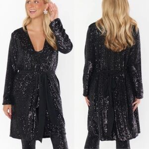 NEW NWT Show Me Your Mumu Encore Kimono Wrap Jacket Midnight Glitz Black Sequins